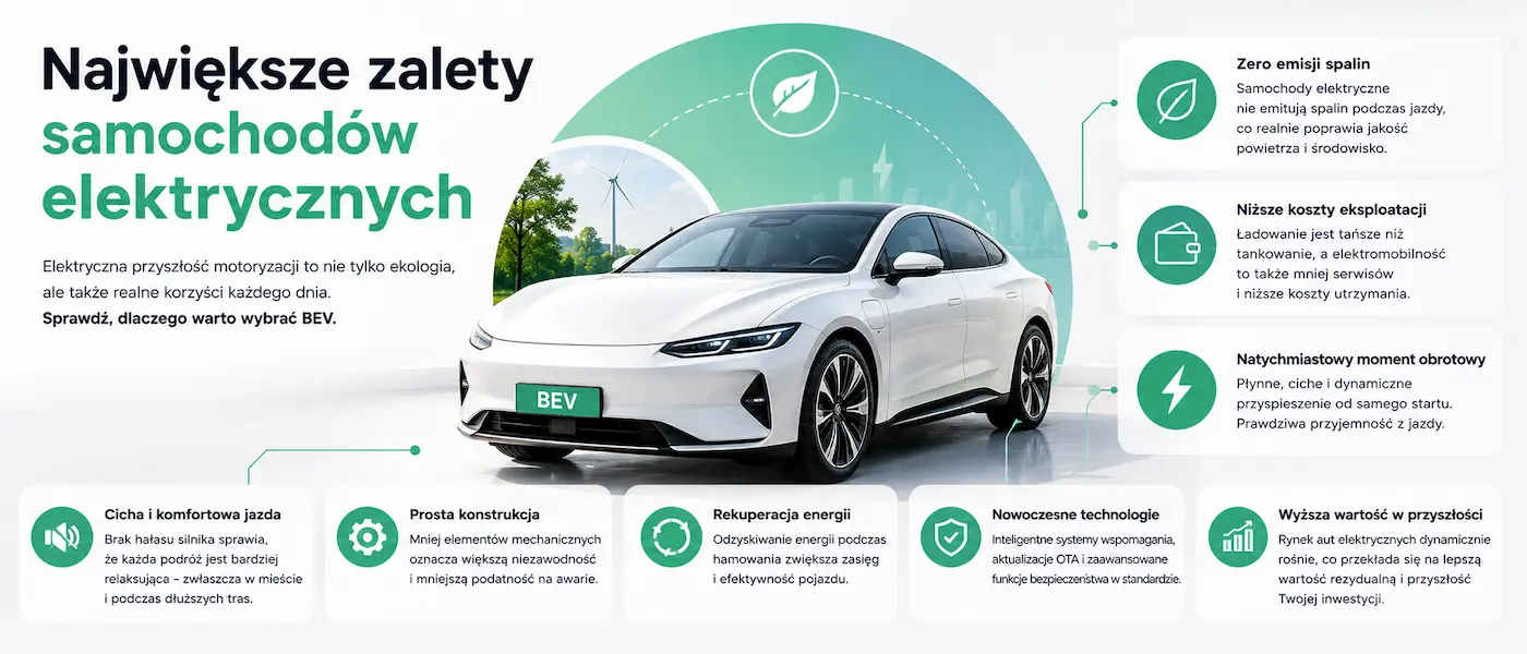 Chińskie samochody elektryczne BEV zalety